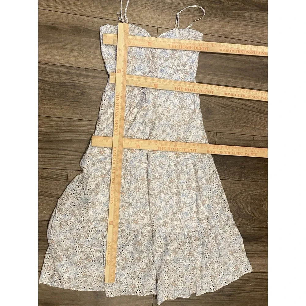 Audrey Parks floral print spaghetti strap eyelet maxi dress Small by Francesca's